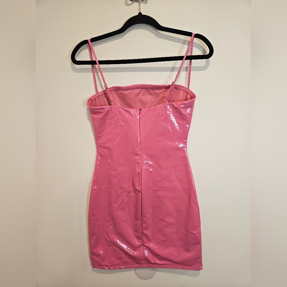 naked wardrobe Hot Pink Latex-Effect Mini Dress - Picture 2 of 12